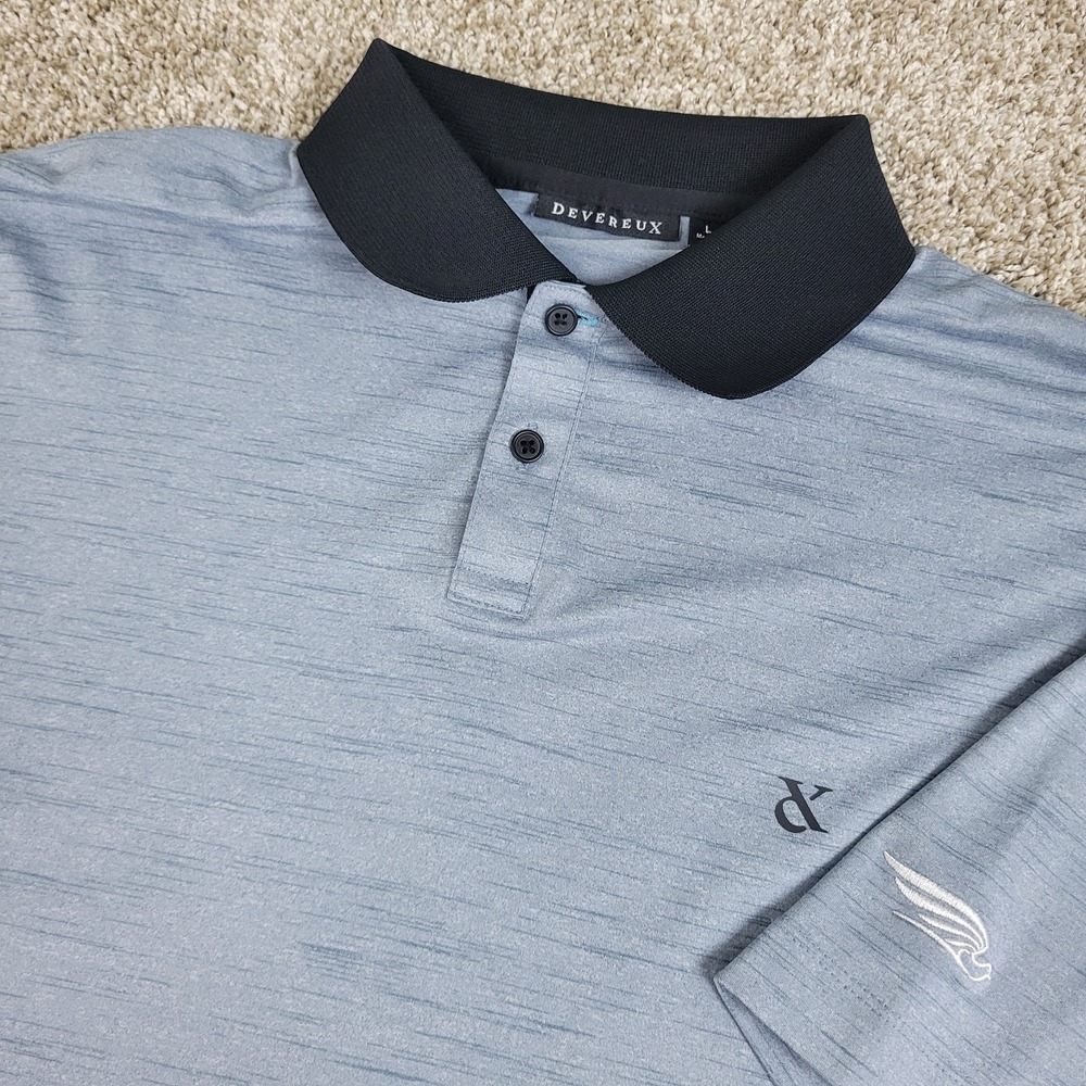 Devereux Mens Large Gray Striped Static Performance Stretch Golf Polo SS